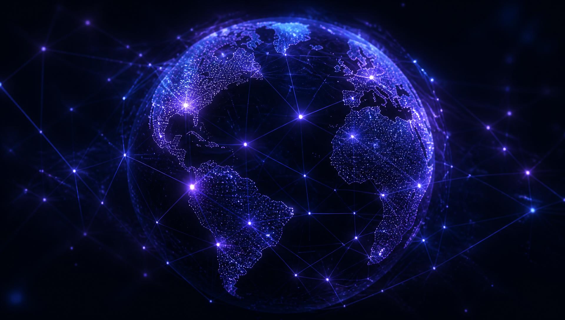 Glowing global network of connected creators